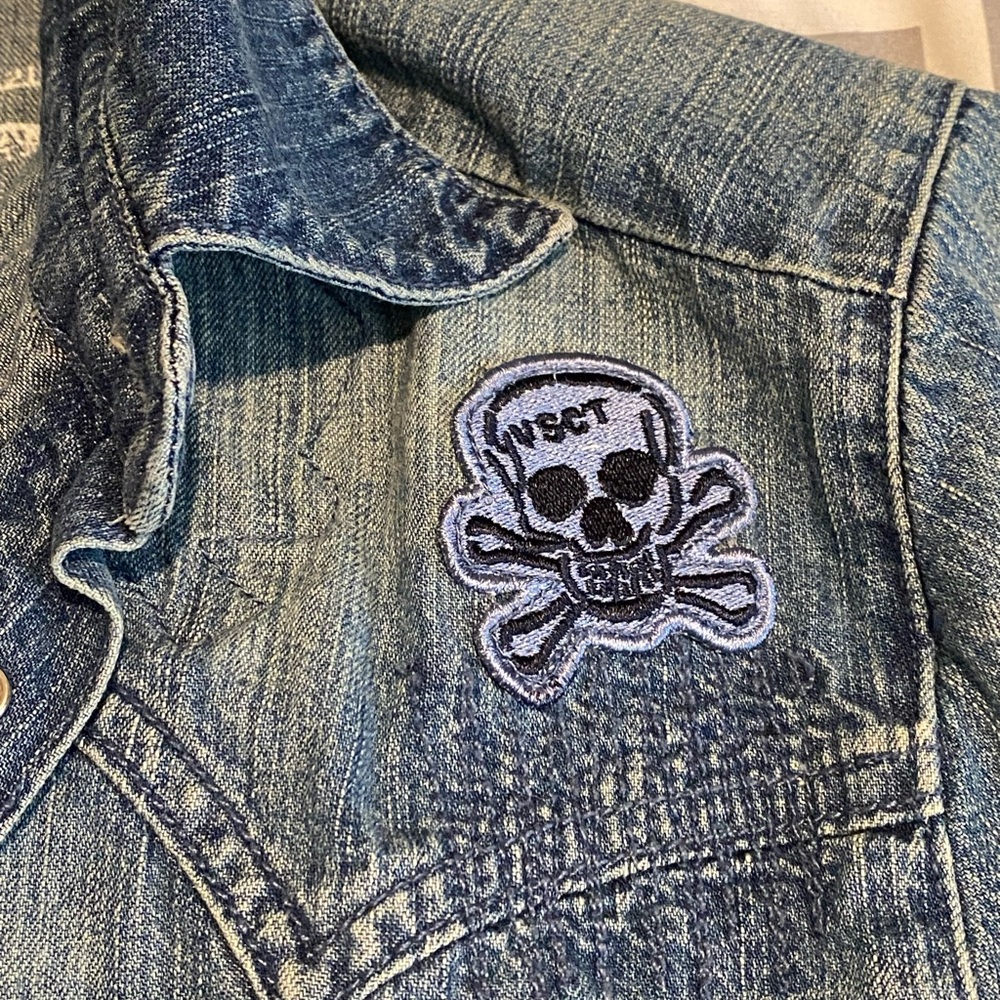 VSCT | Vintage Men’s VSCT Denim Shirt with Logo Patches | Clubwear | Y2K EUC L. - Picture 9 of 13